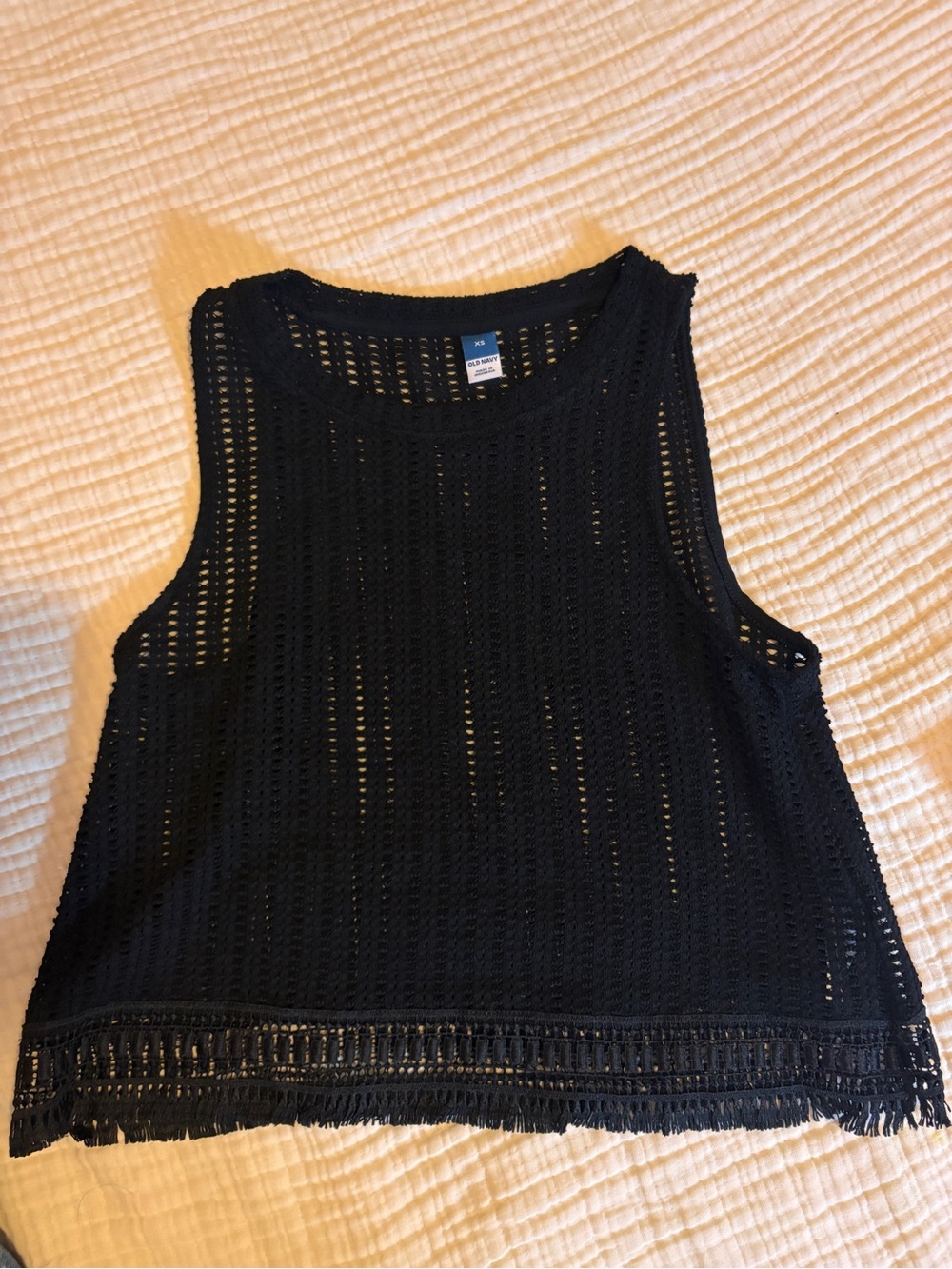 Old Navy Black Crochet Fringe Tank - Women's